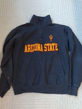 Arizona State Men's Quarter-Zip Pullover Sweatshirt - Dark Gray/Gold